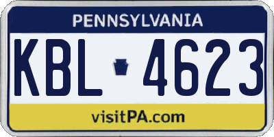 PA license plate KBL4623