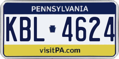PA license plate KBL4624
