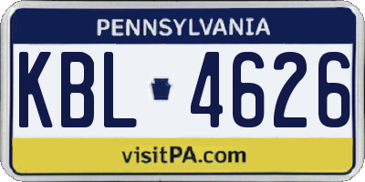 PA license plate KBL4626