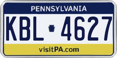 PA license plate KBL4627