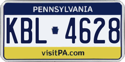 PA license plate KBL4628