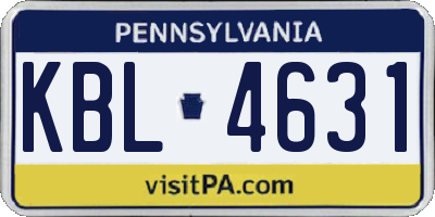 PA license plate KBL4631