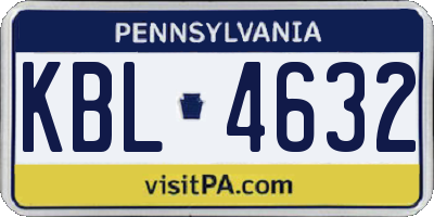 PA license plate KBL4632