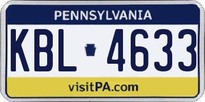 PA license plate KBL4633