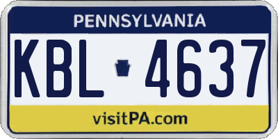 PA license plate KBL4637