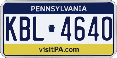 PA license plate KBL4640