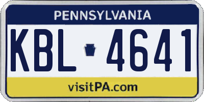 PA license plate KBL4641