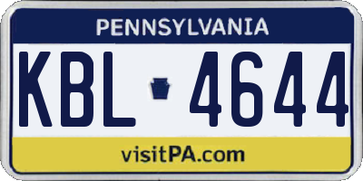PA license plate KBL4644
