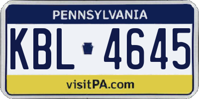 PA license plate KBL4645