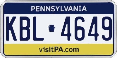 PA license plate KBL4649