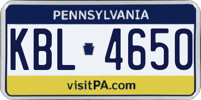 PA license plate KBL4650
