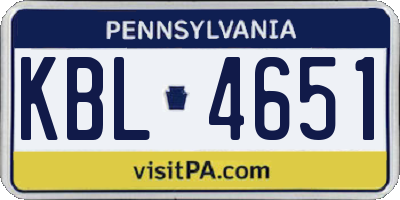 PA license plate KBL4651