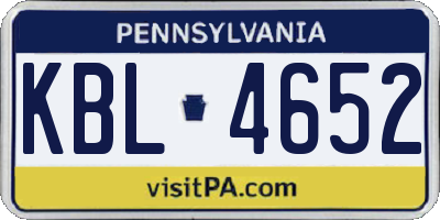 PA license plate KBL4652