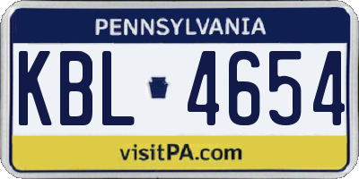 PA license plate KBL4654
