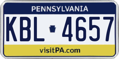 PA license plate KBL4657