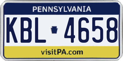 PA license plate KBL4658