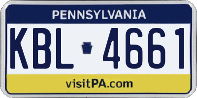 PA license plate KBL4661