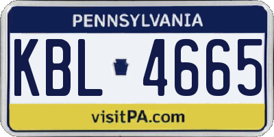 PA license plate KBL4665