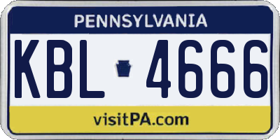 PA license plate KBL4666