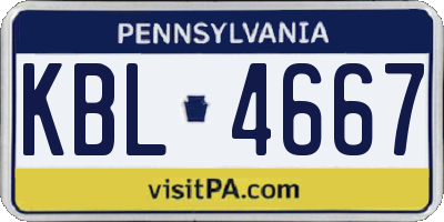 PA license plate KBL4667