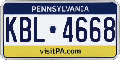 PA license plate KBL4668