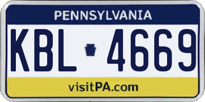 PA license plate KBL4669