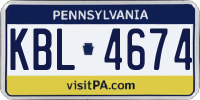 PA license plate KBL4674
