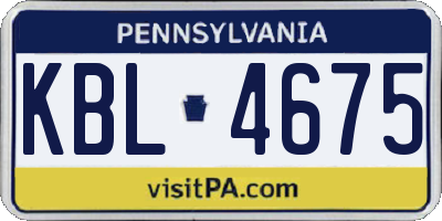 PA license plate KBL4675