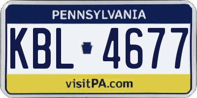 PA license plate KBL4677