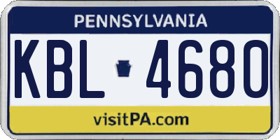 PA license plate KBL4680