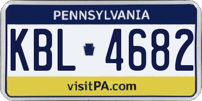 PA license plate KBL4682