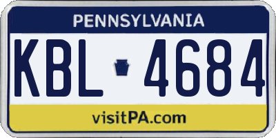 PA license plate KBL4684