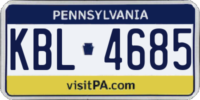 PA license plate KBL4685
