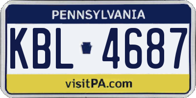 PA license plate KBL4687