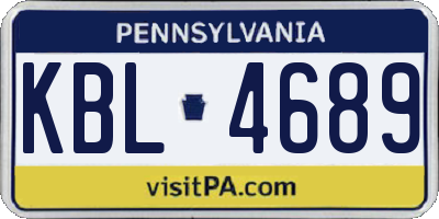 PA license plate KBL4689