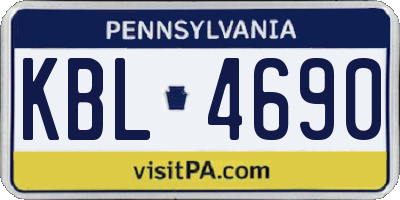 PA license plate KBL4690