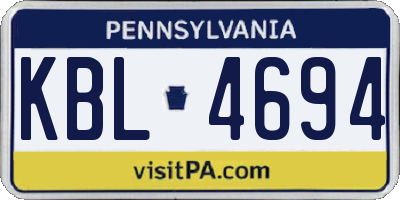 PA license plate KBL4694