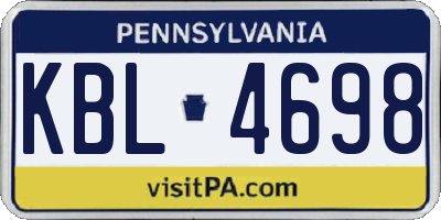 PA license plate KBL4698