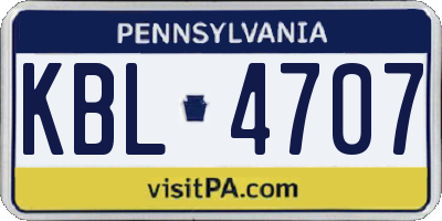 PA license plate KBL4707