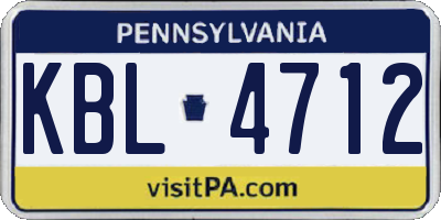 PA license plate KBL4712