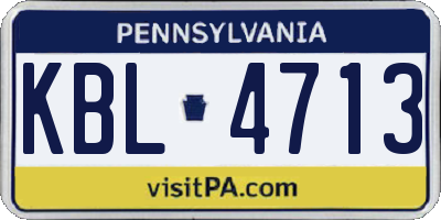 PA license plate KBL4713