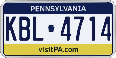 PA license plate KBL4714