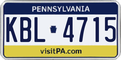 PA license plate KBL4715