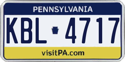 PA license plate KBL4717
