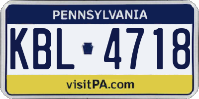 PA license plate KBL4718