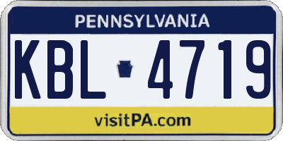 PA license plate KBL4719