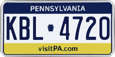 PA license plate KBL4720
