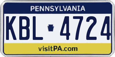 PA license plate KBL4724
