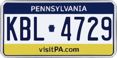 PA license plate KBL4729