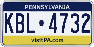 PA license plate KBL4732
